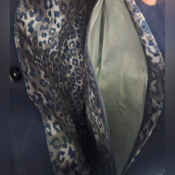 Lug Navy Blue Luxury Quilted Tote Bag, RFID, Leopard Interior, Cargo - Picture 6 of 12